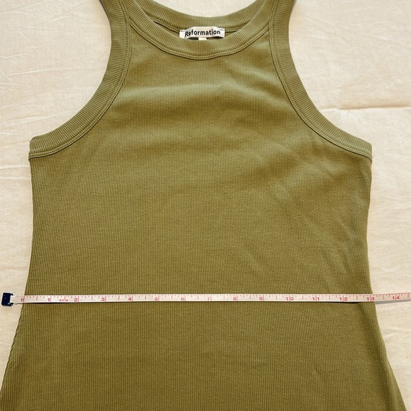 NWOT Reformation Loretta Rib Cotton Tank Dress in Celery Size M - Picture 13 of 14